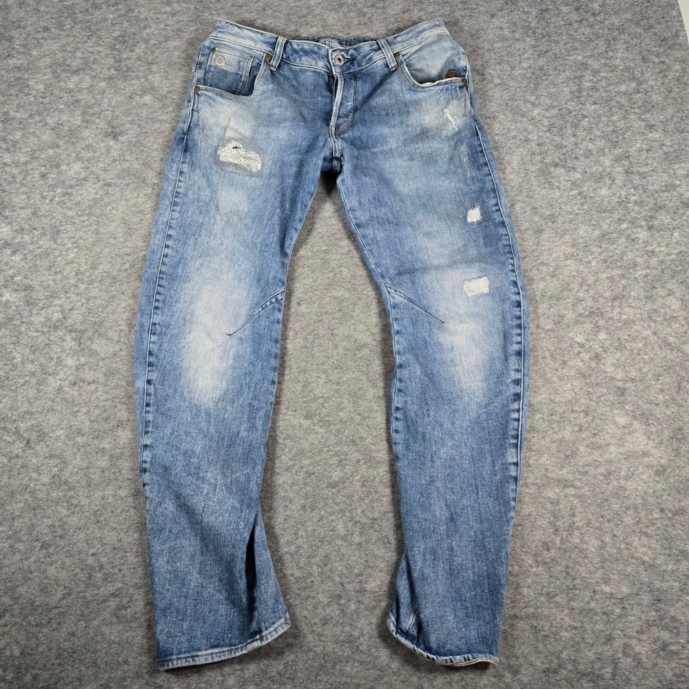 G-Star Raw Mens Blue Arc 3D Slim Distressed Denim Jeans 31x30